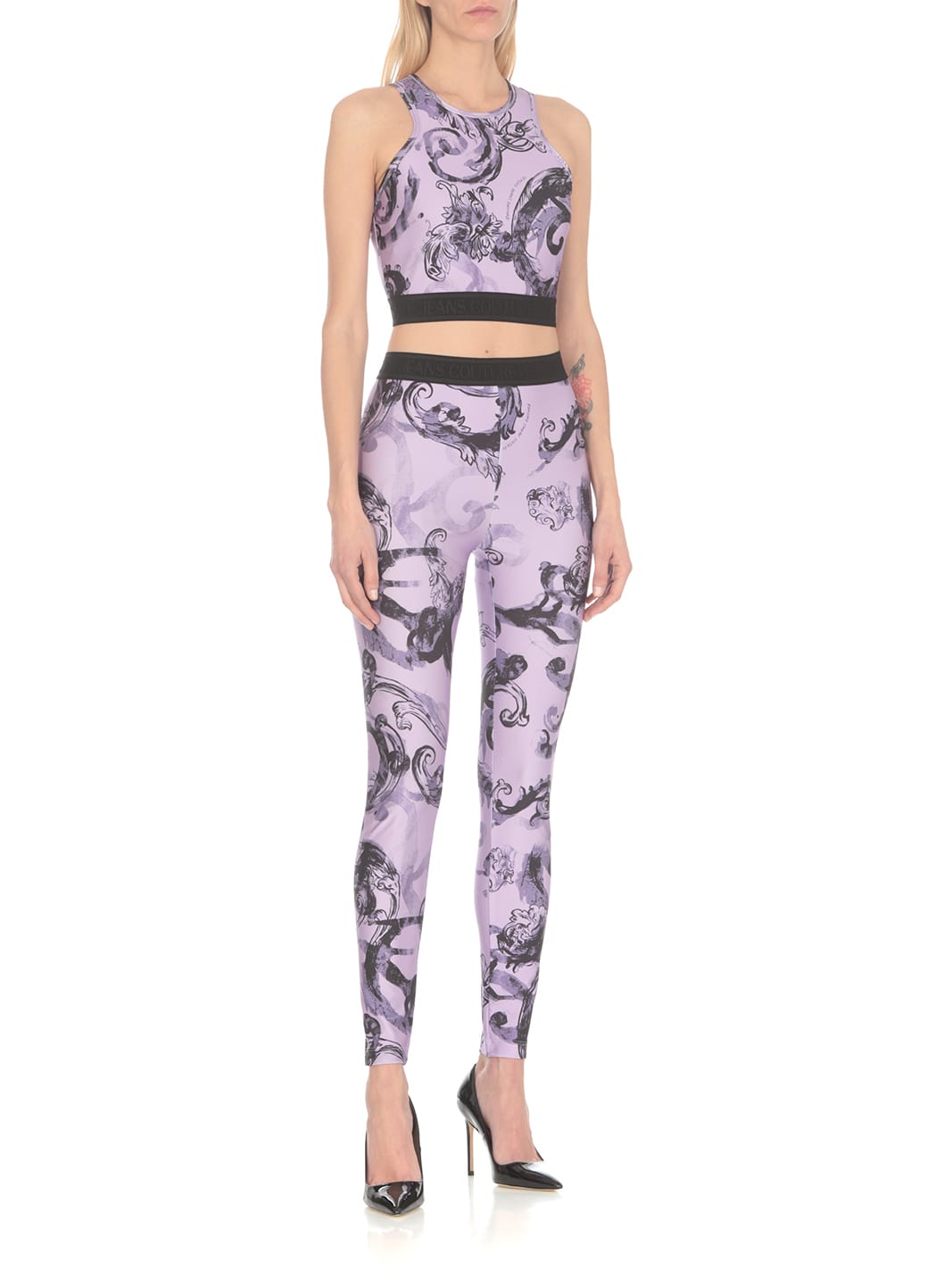 VERSACE JEANS COUTURE WATERCOLOR BAROQUE LEGGINGS
