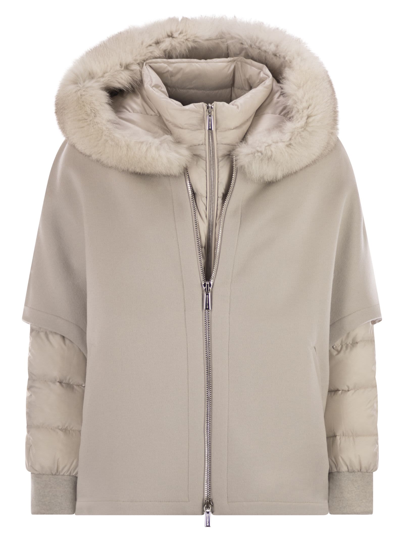 Moorer Pegaso - Down Jacket With Detachable Hood In Nude