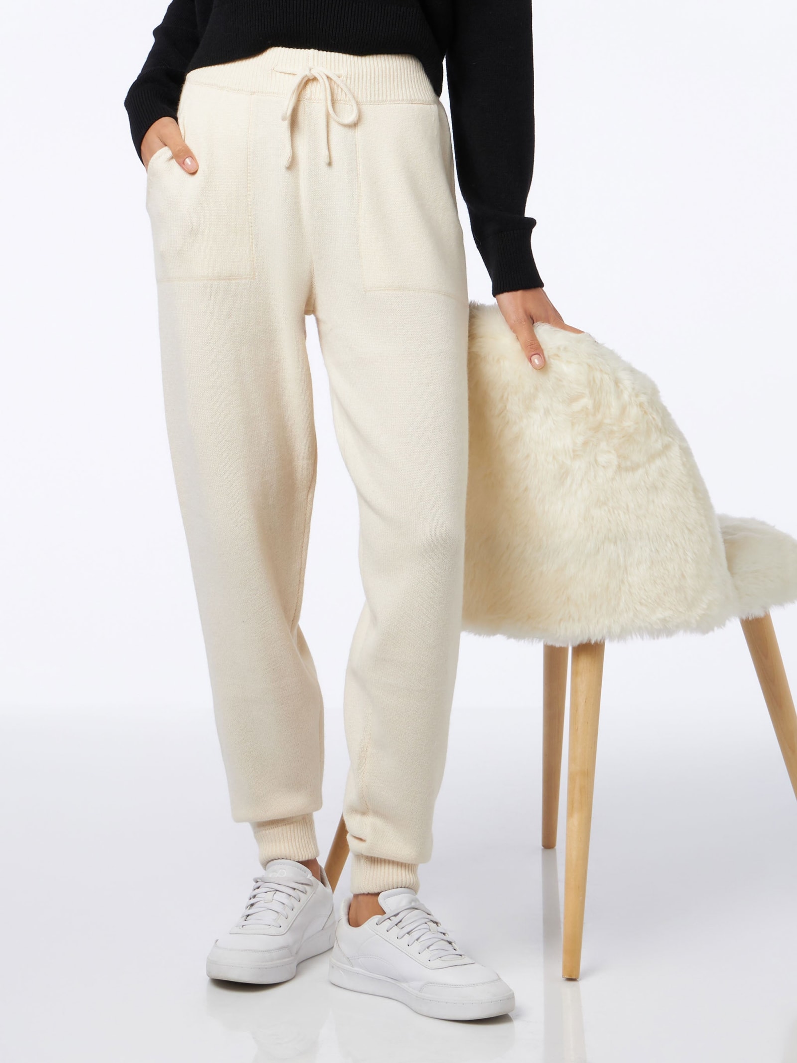 Mc2 Saint Barth Woman Knitted Off White Jogger Pants In White