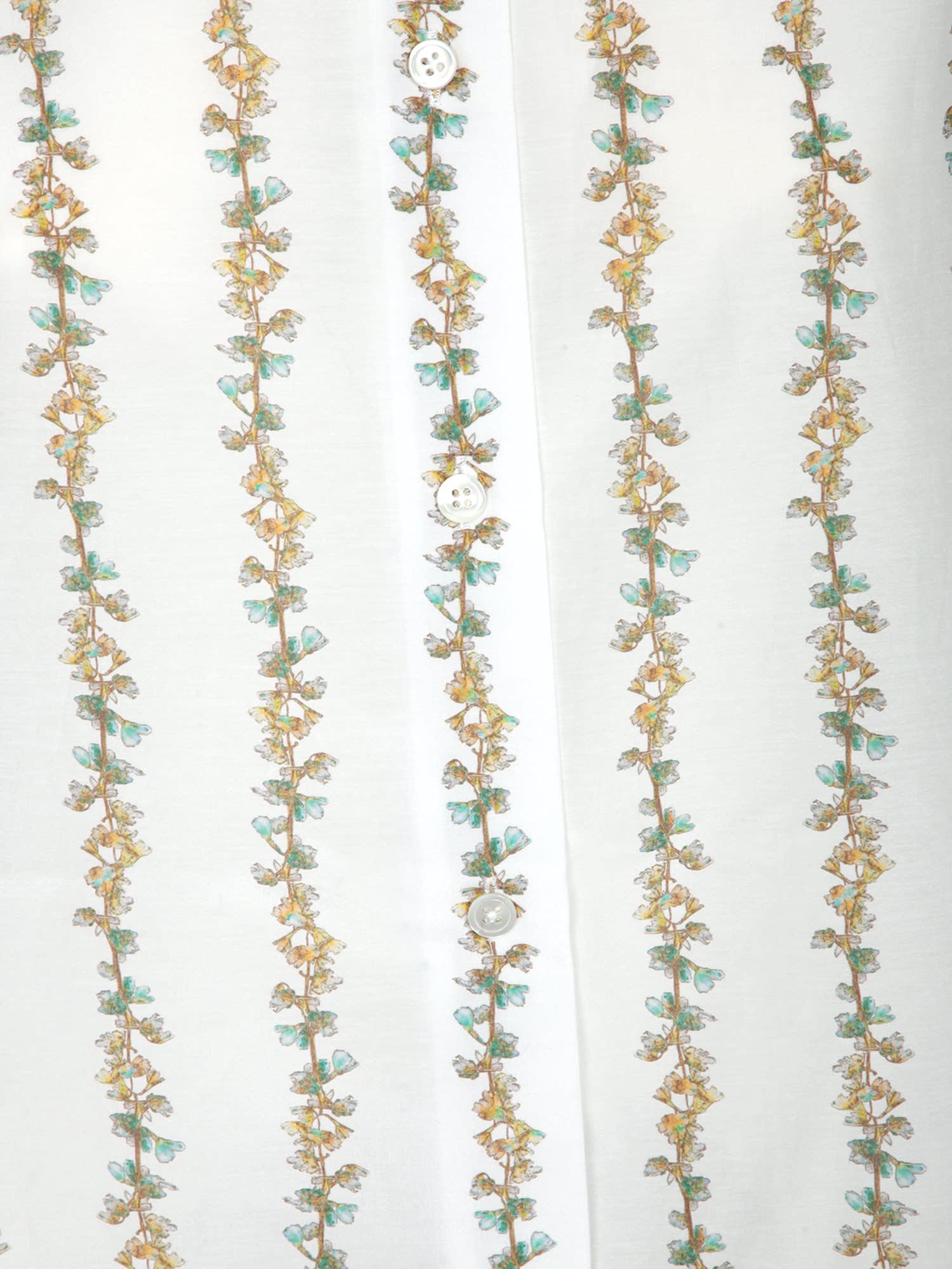 PAUL SMITH WHITE FLORAL PATTERN SHIRT 
