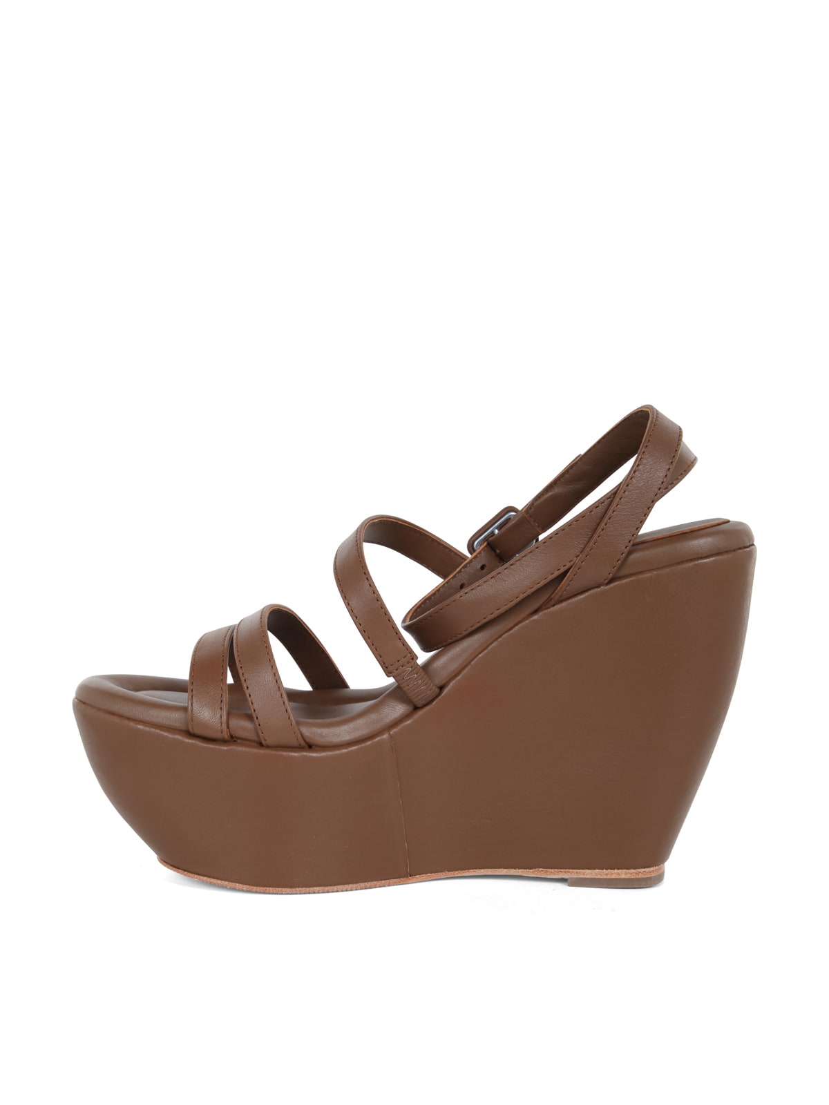 Shop Paloma Barceló Iraide Wedge Sandals With Ankle Bands In Hazelnut