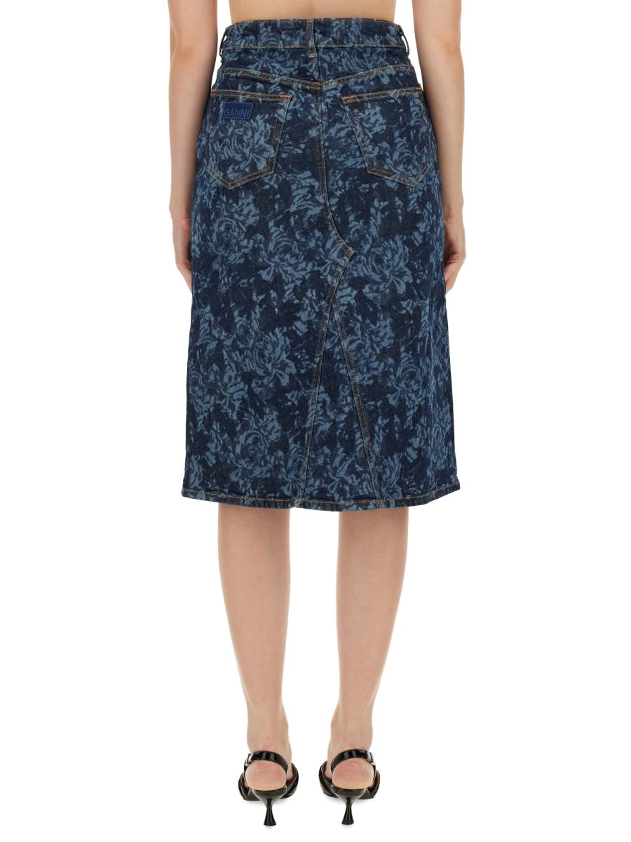 Shop Ganni Midi Skirt In Denim