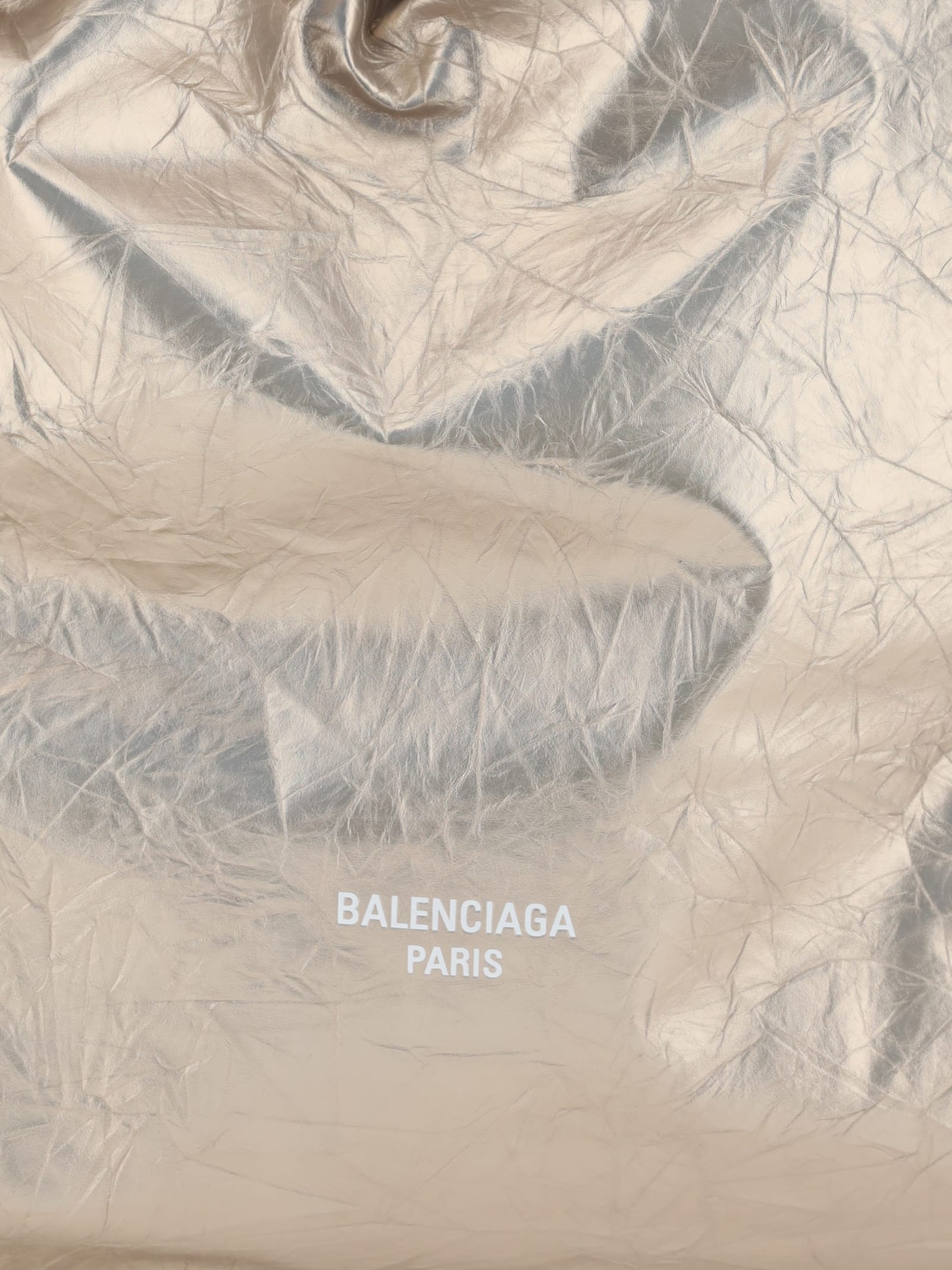 Shop Balenciaga Crush Tote Bucket Bag In Stone Beige