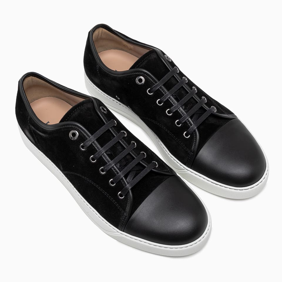 Lanvin Black Suede & Patent Leather Dbb1 Sneakers In Blue | ModeSens