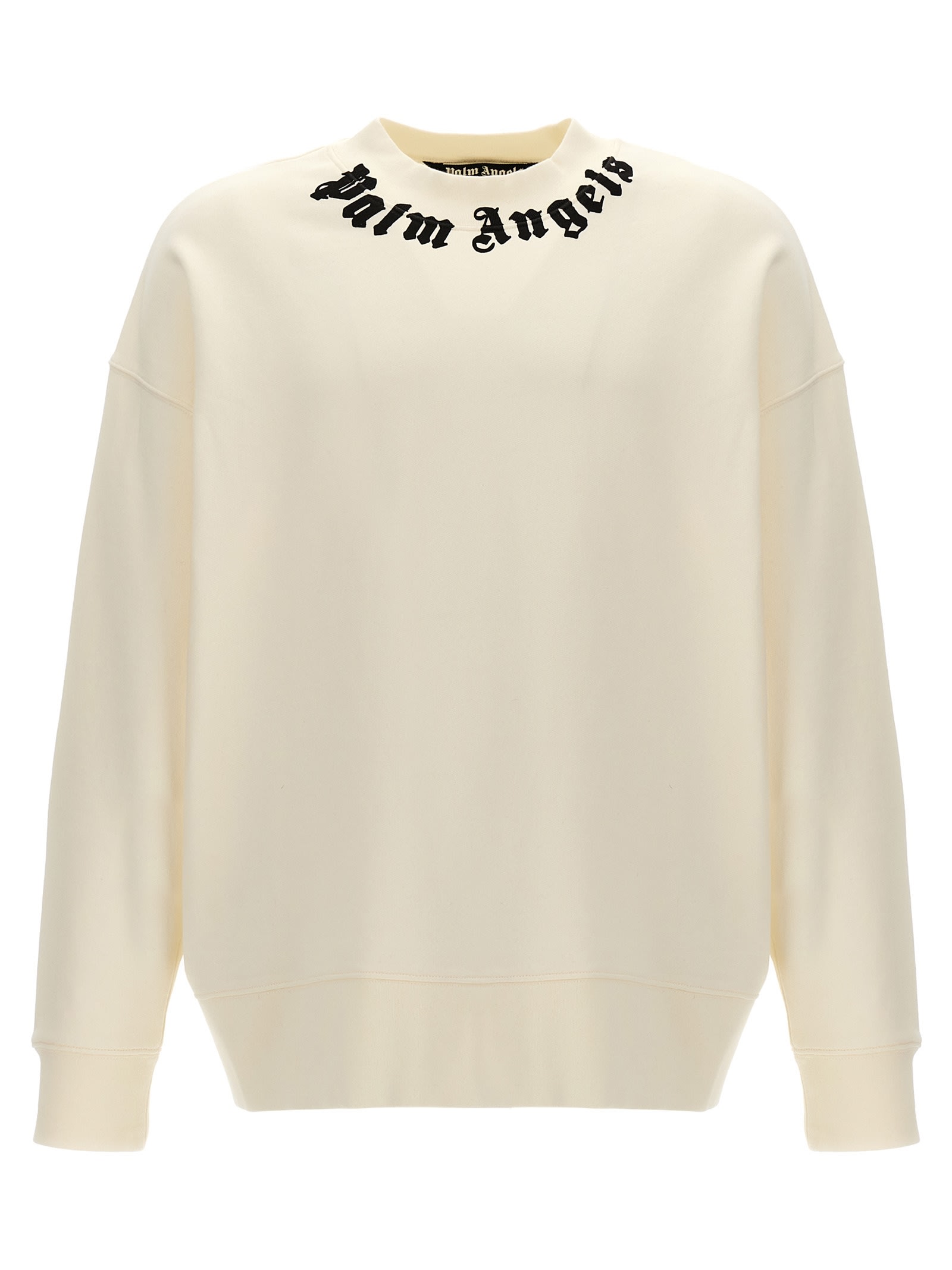 Shop Palm Angels Neck Logo Sweatshirt In White/black