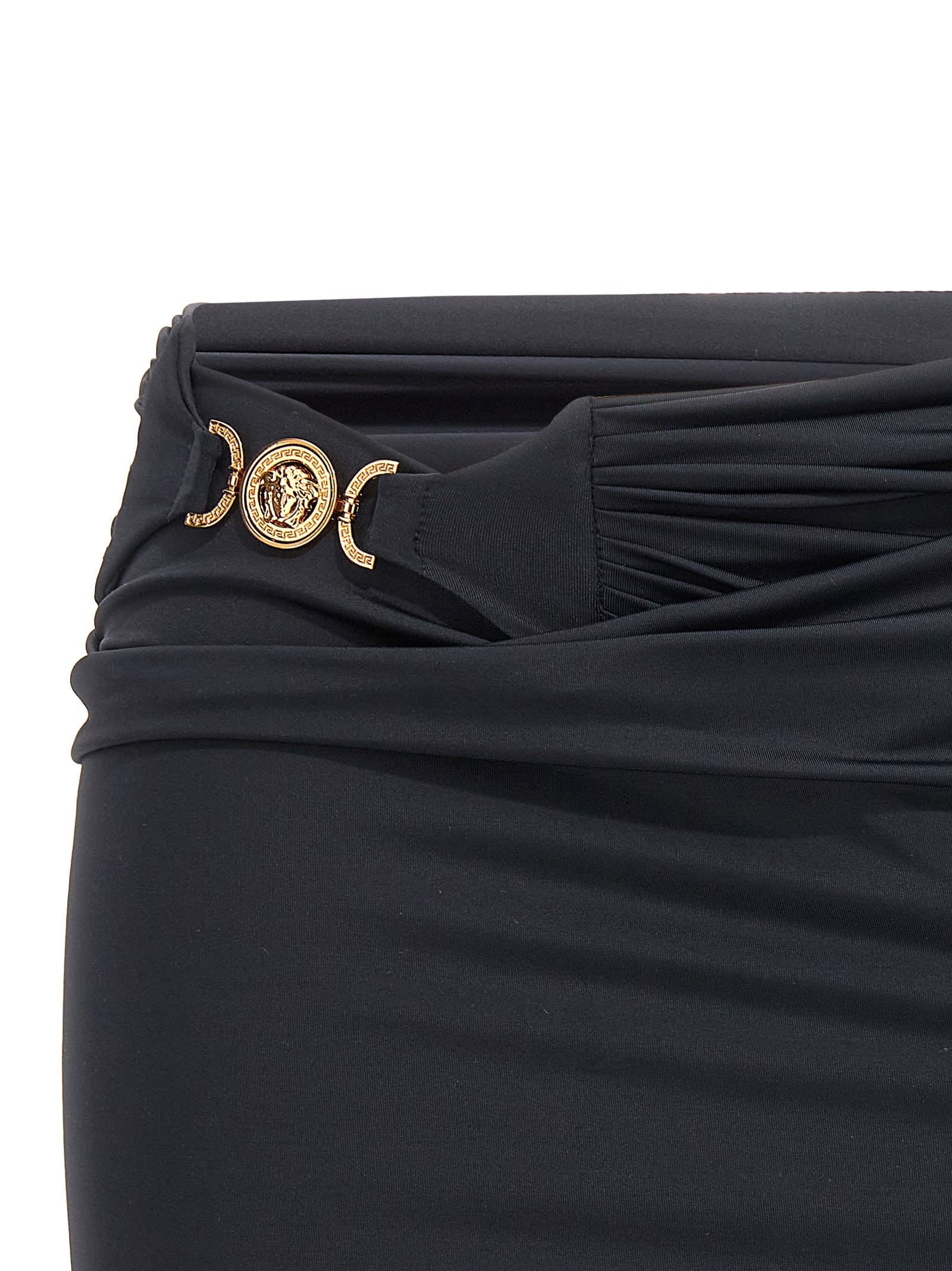 Shop Versace Medusacostum Cover Skirt In Black