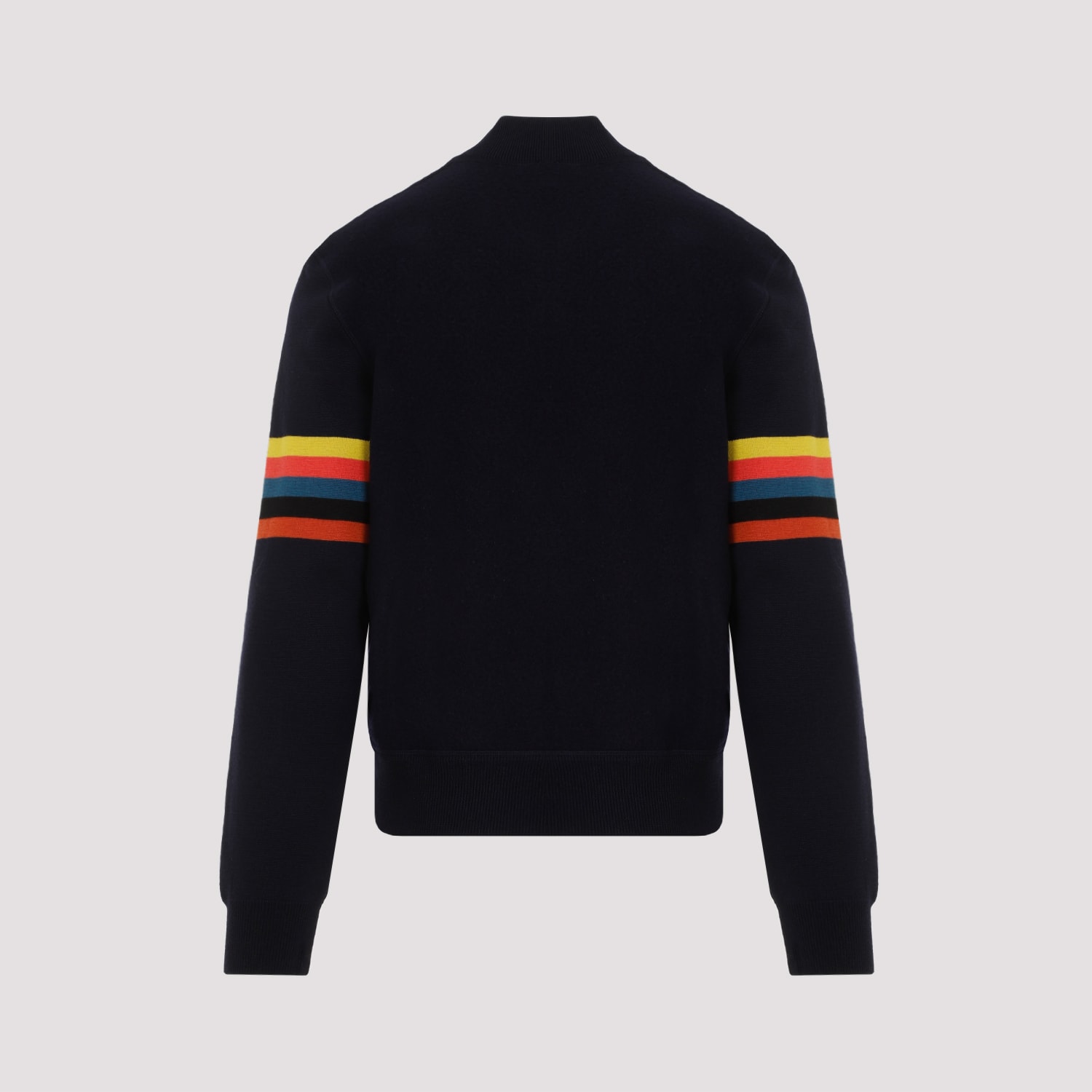 Shop Paul Smith Knitted Bomber Jacket In Very Dark Navy