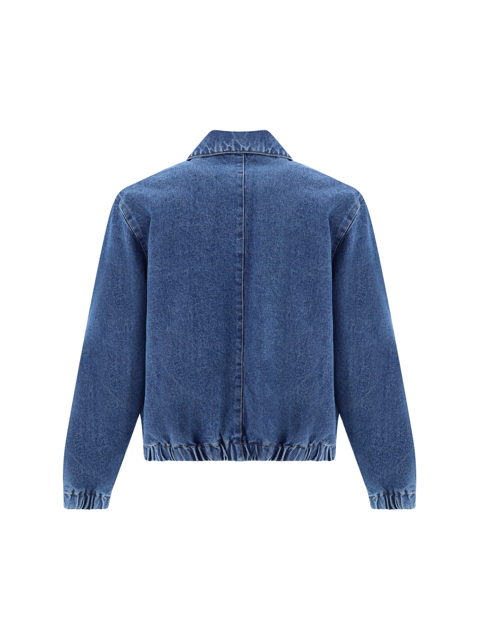 Shop Ami Alexandre Mattiussi Loose Fit Zipped Denim Jacket In Used Blue