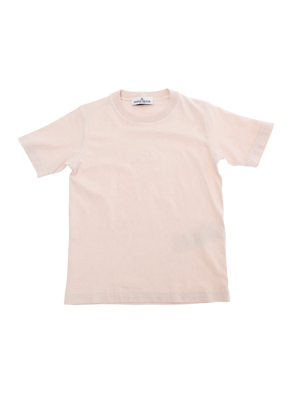 Stone Island Pink T-shirt With Round Neck And Logo Embroidery On The Front In Cotton Boy In Pink