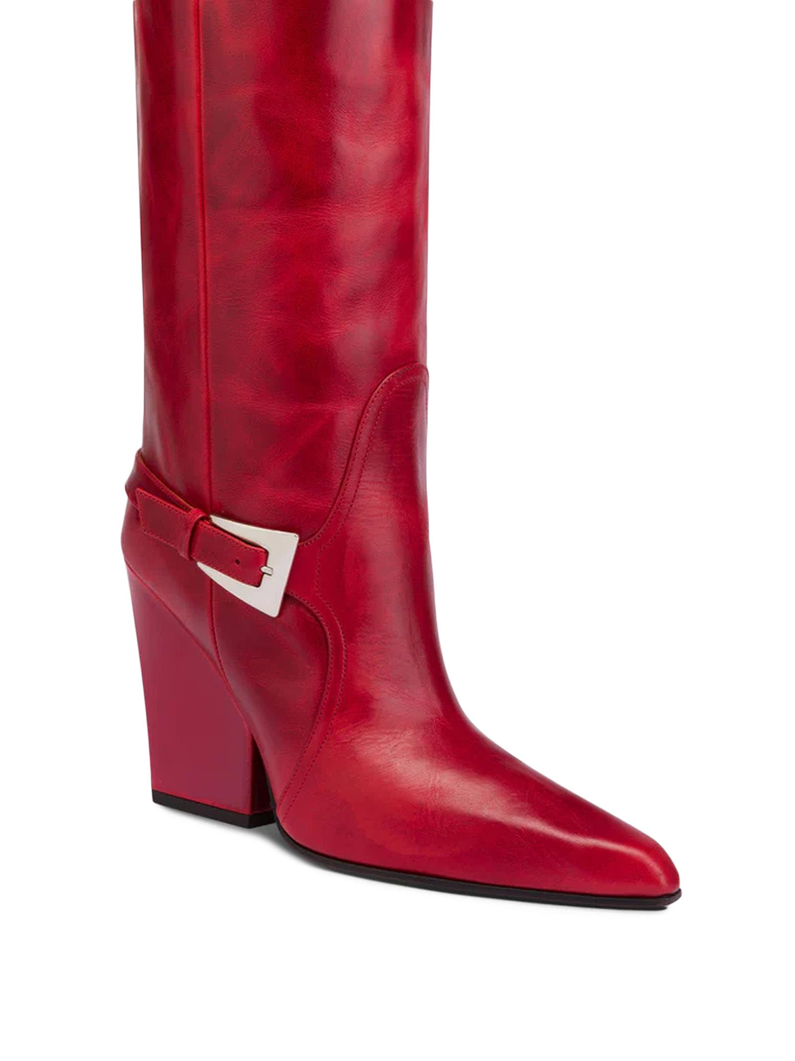 Shop Paris Texas Jane Buckle Boot In Red