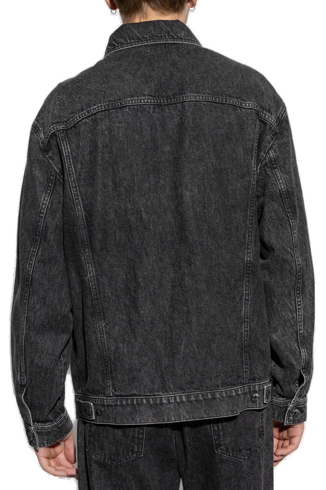 Shop Dolce & Gabbana Dg Logo Plaque Buttoned Denim Jacket In Nero