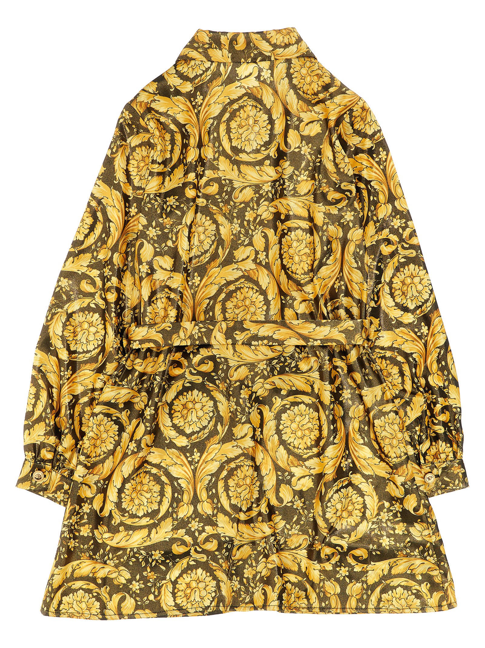 Shop Young Versace Barocco Dress In Nero Oro