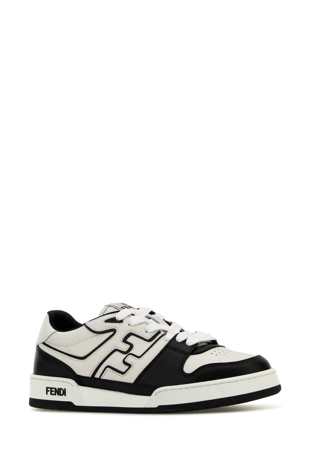 Shop Fendi Two-tone Leather  Match Sneakers In Nerobianconeroner