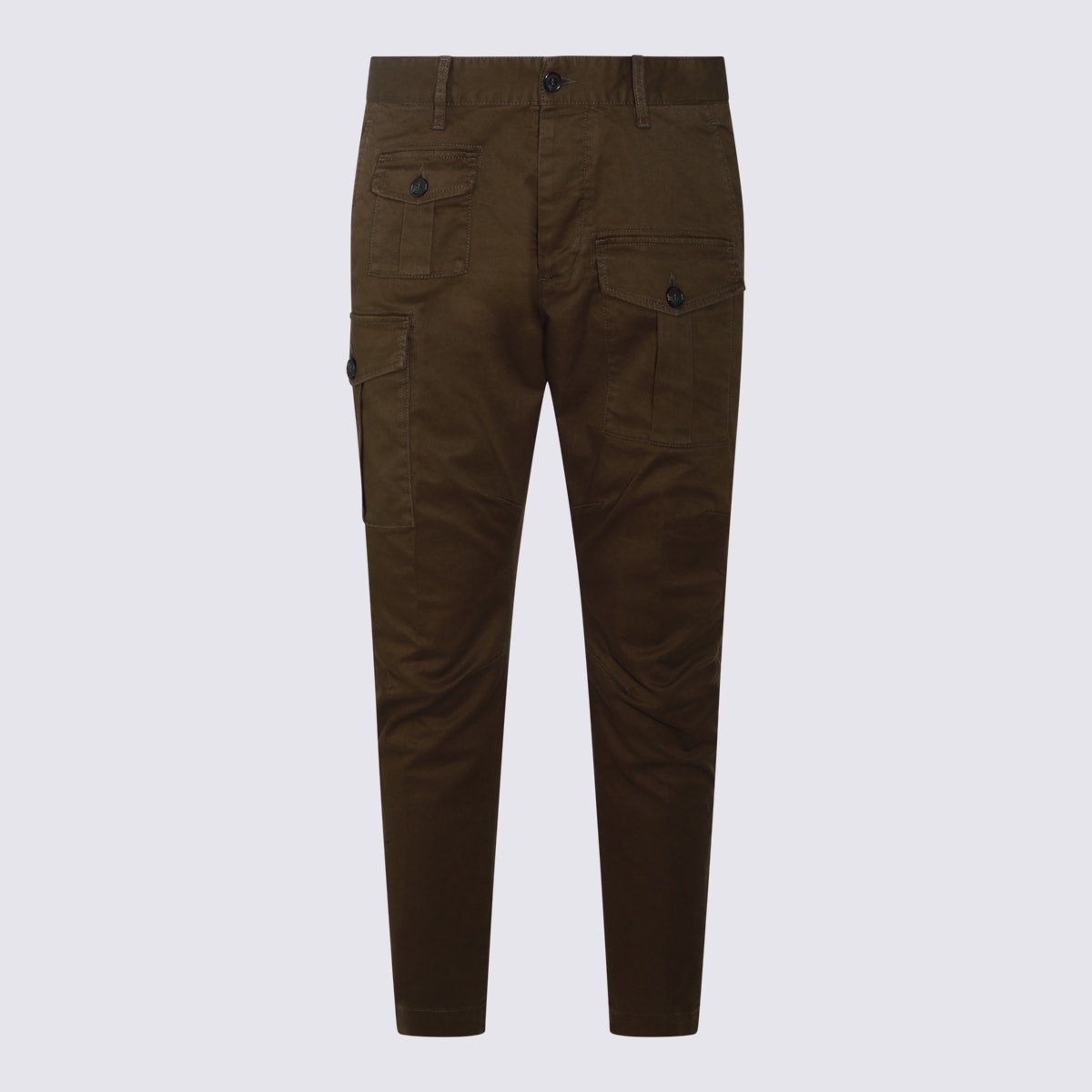 Olive Cotton Blend Cargo Trousers