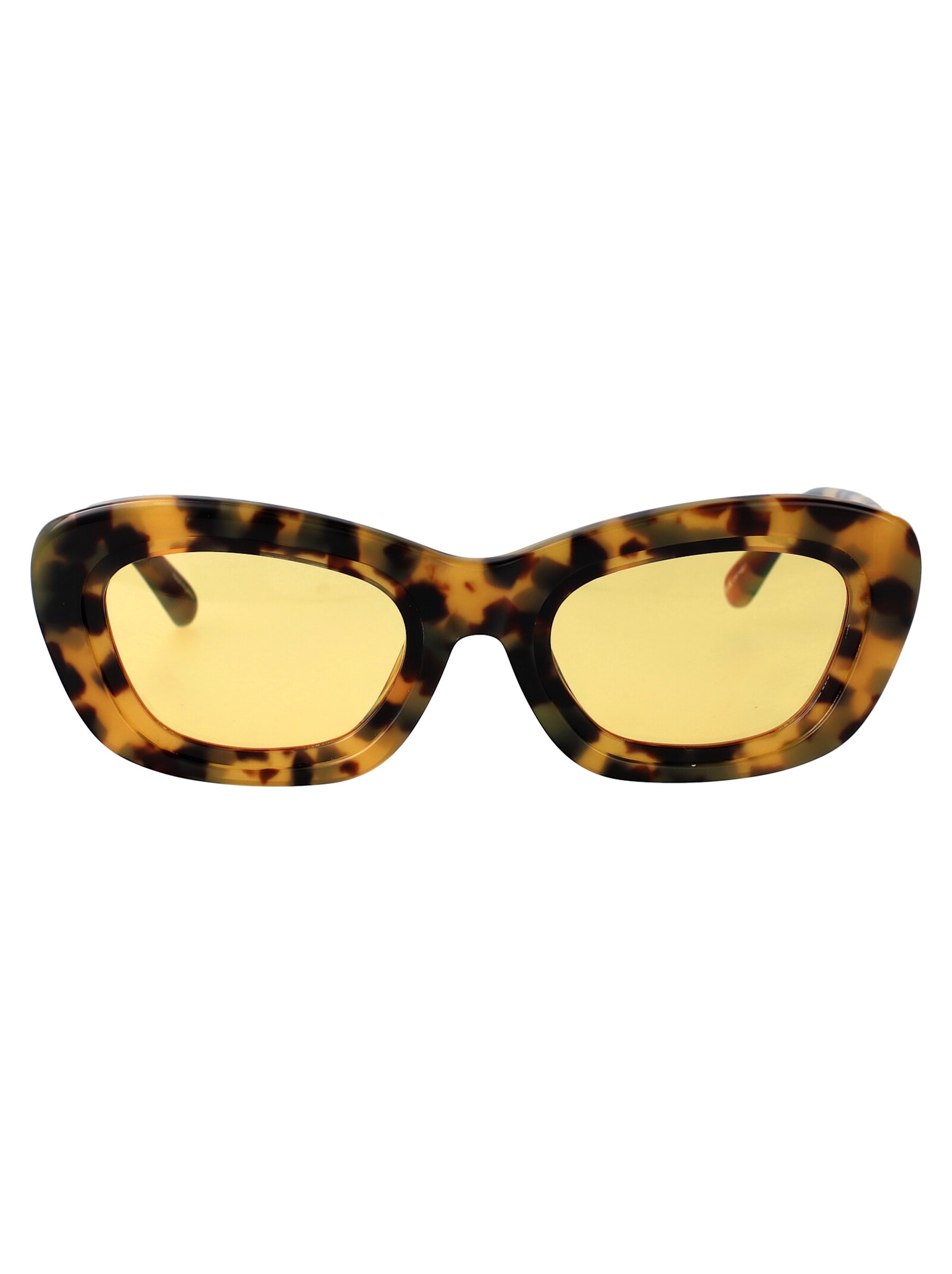 Attico The  Rectangle Frame Sunglasses In T-shell/silver/yellow
