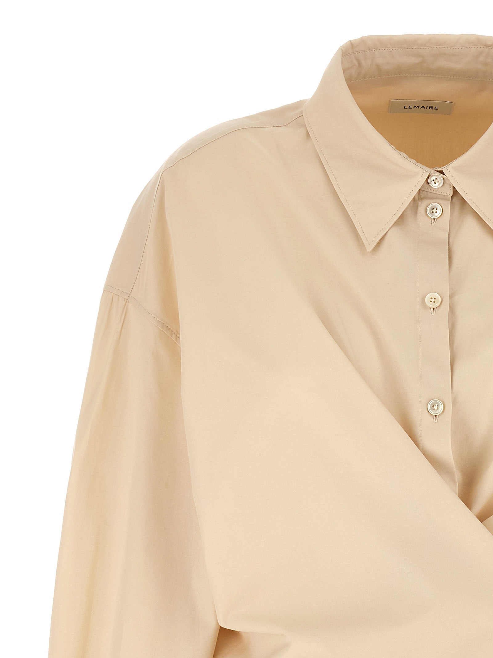 Shop Lemaire Straight Collar Twisted Shirt In Beige