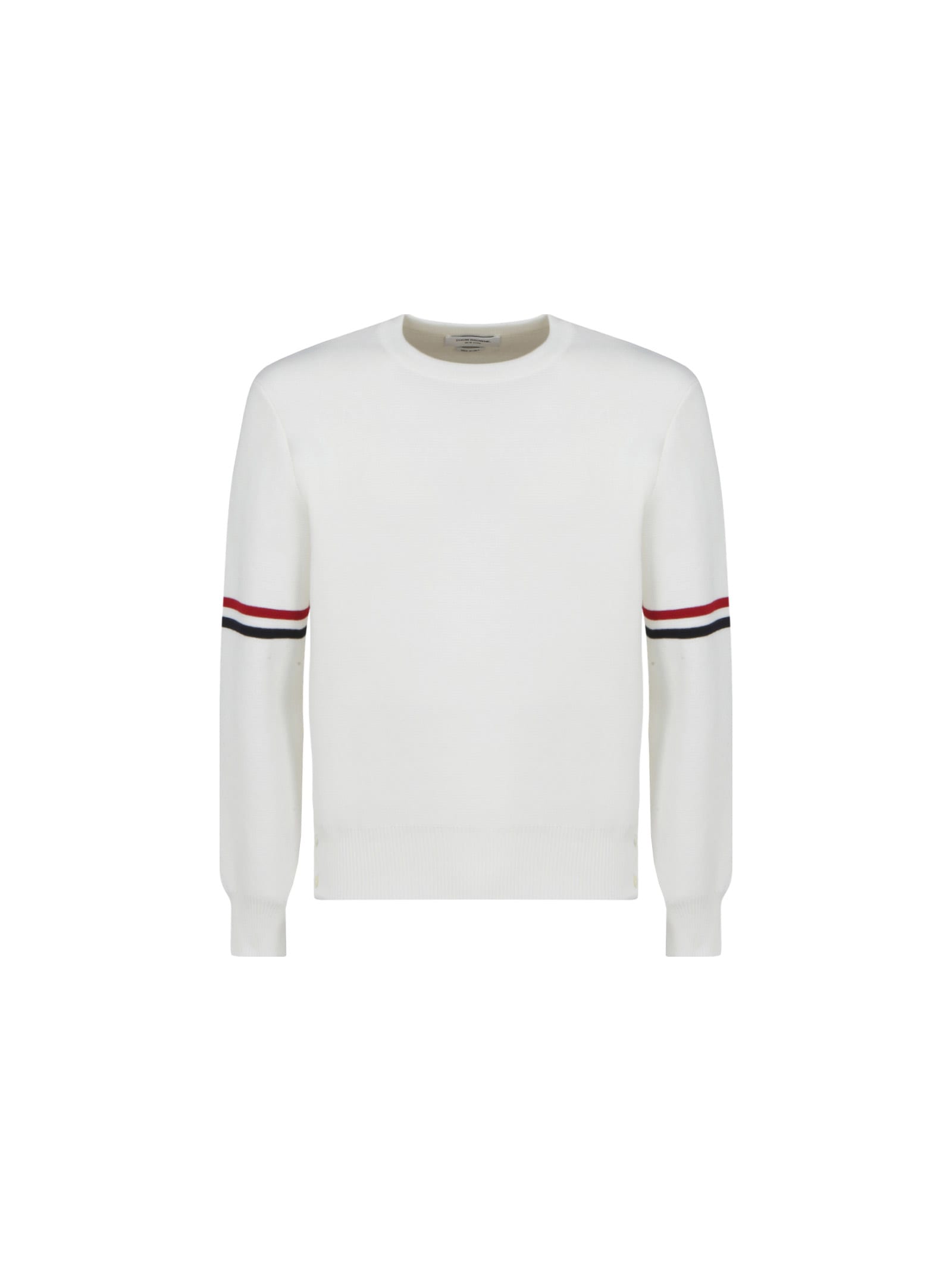 Thom Browne Milano Stitch Crewneck Cotton Sweater In White
