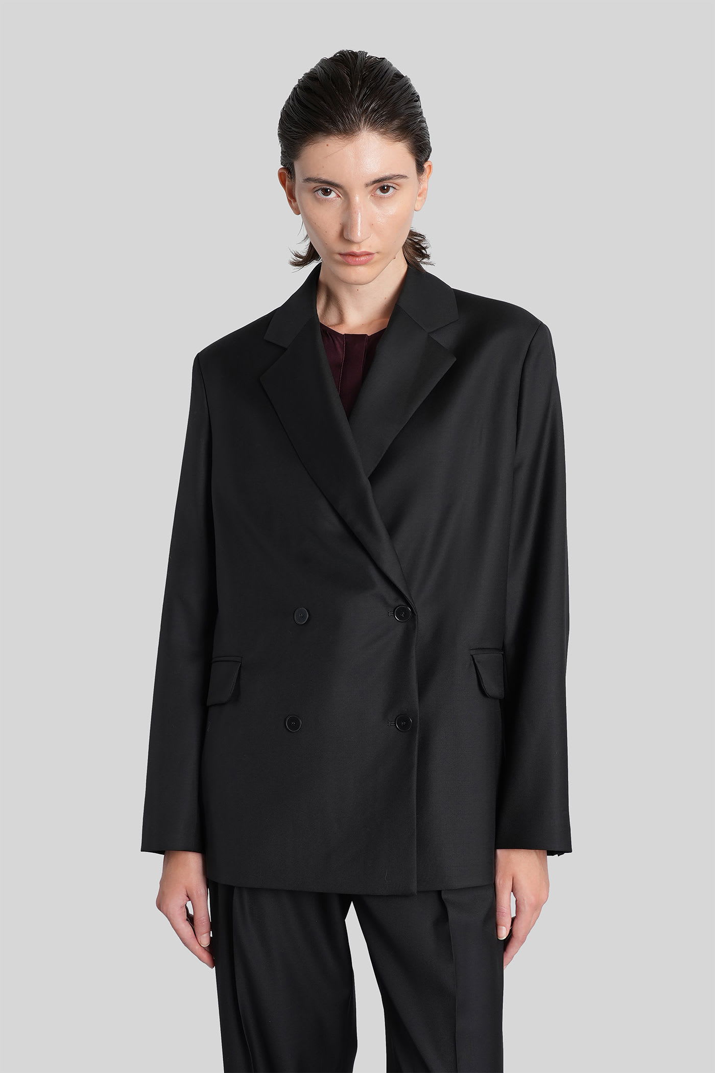 Loulou Studio Donau Lds Blazer In Black Wool