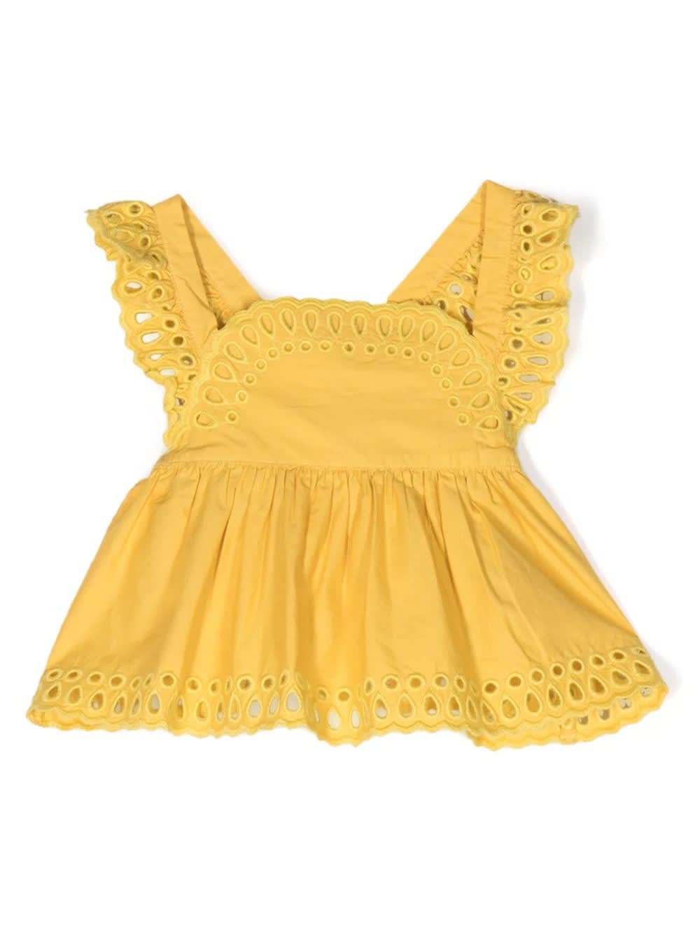 Stella Mccartney Babies' Yellow Sangallo Lace Top