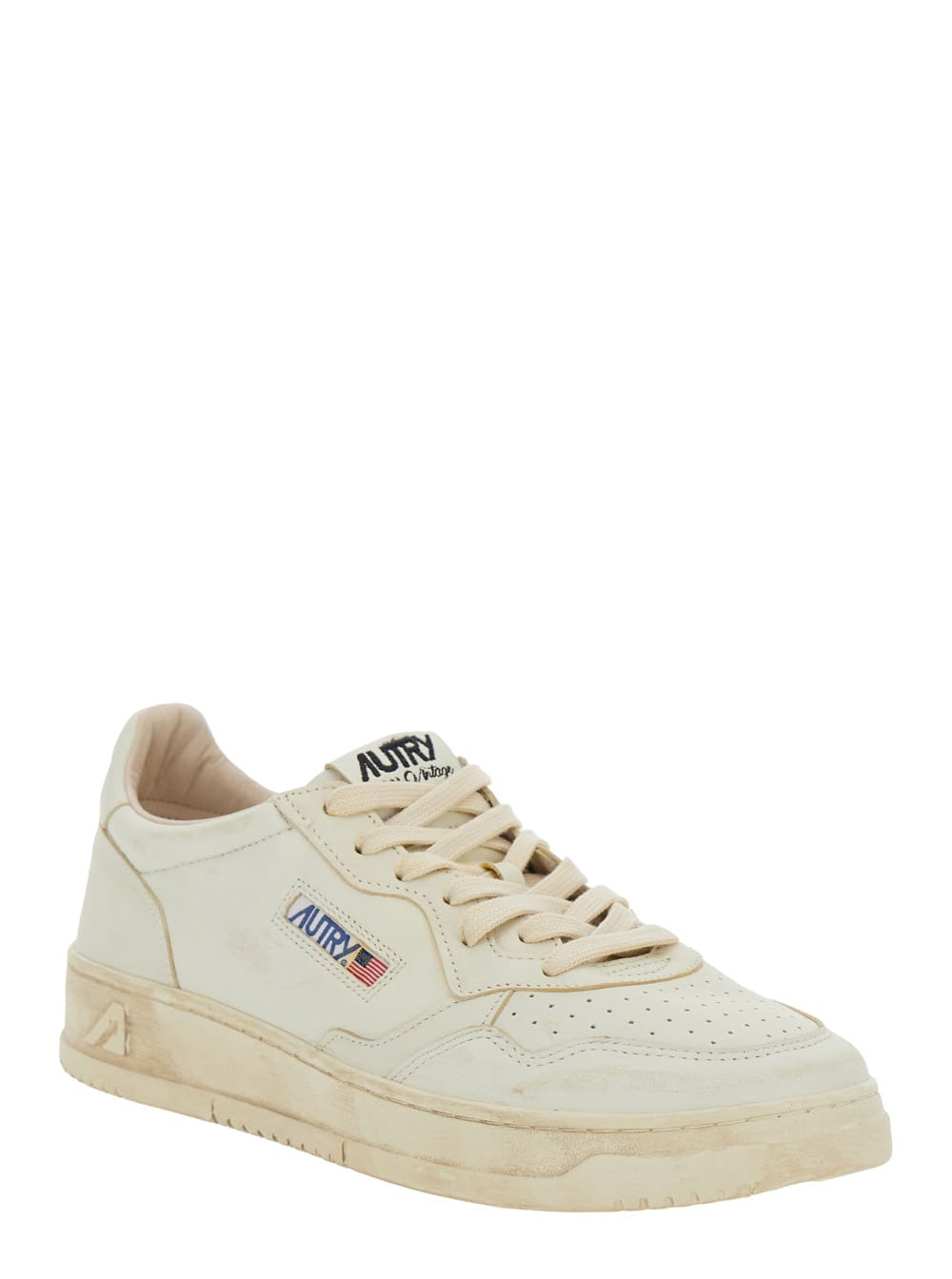 Autry Nappa Leather Low-top Vintage White Sneakers In White