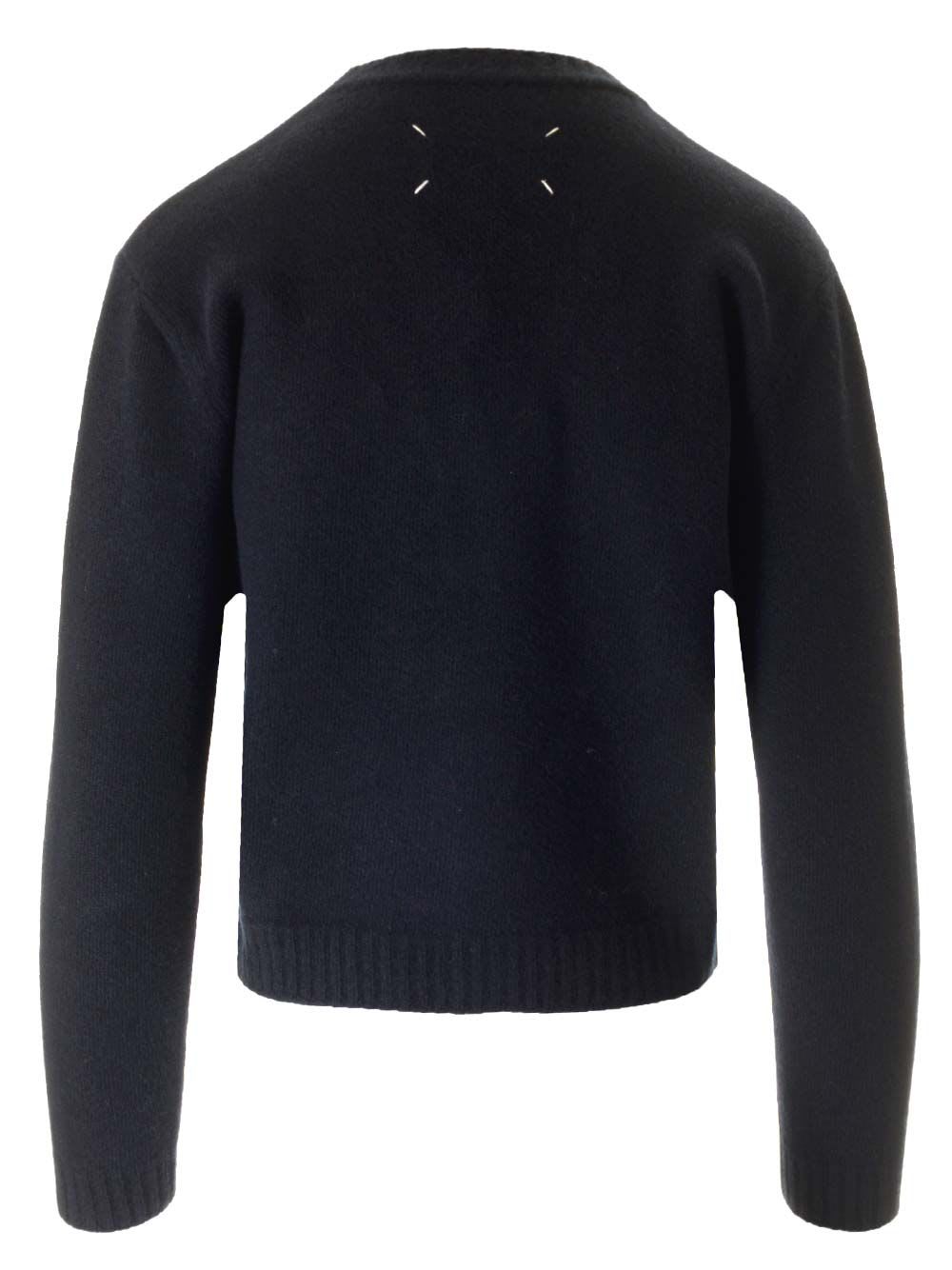 Shop Maison Margiela Wool Cardigan In Black