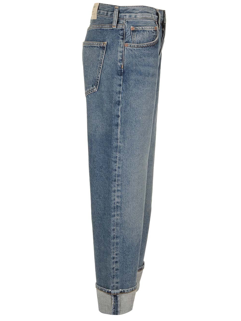 Shop Agolde Fran Jeans With Turn-ups In Blue