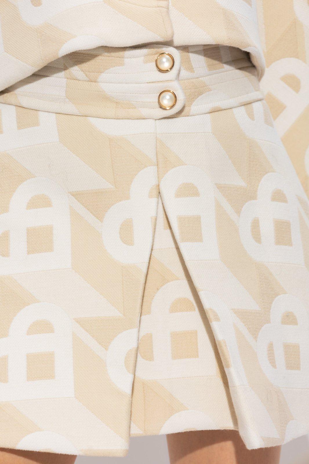 Shop Casablanca Monogram-pattern Front Slit Mini Skirt