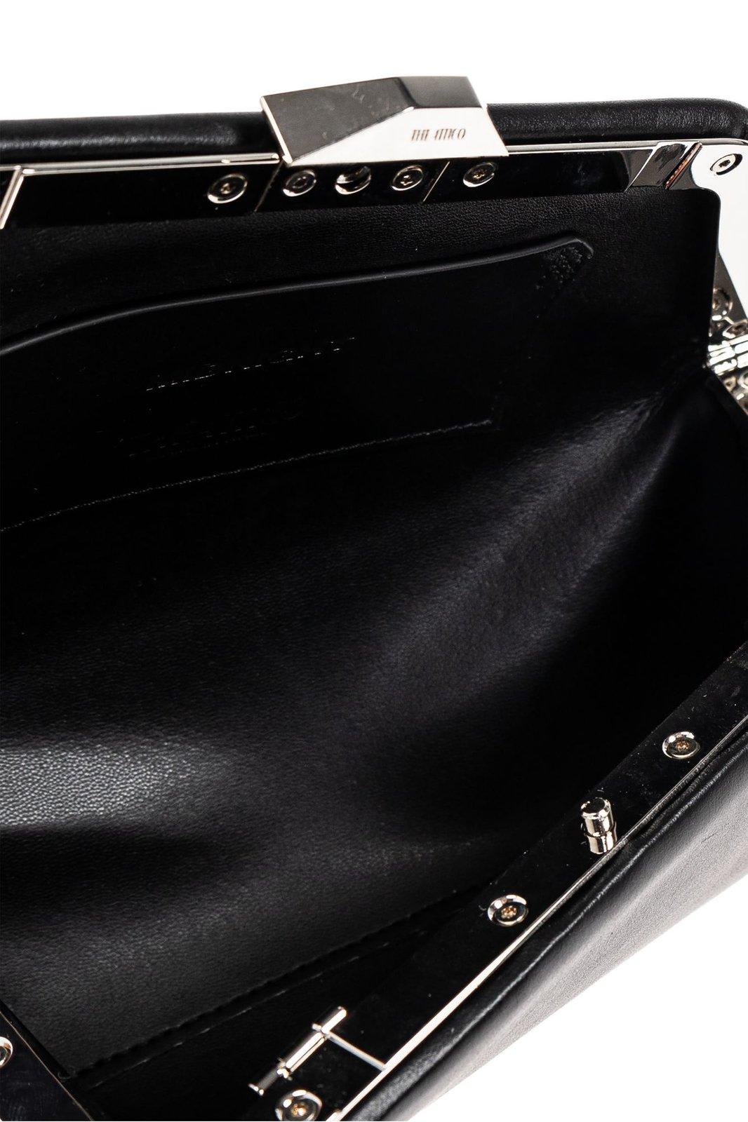 Attico Mini Midnight Clutch In Black Calfskin Leather In Black