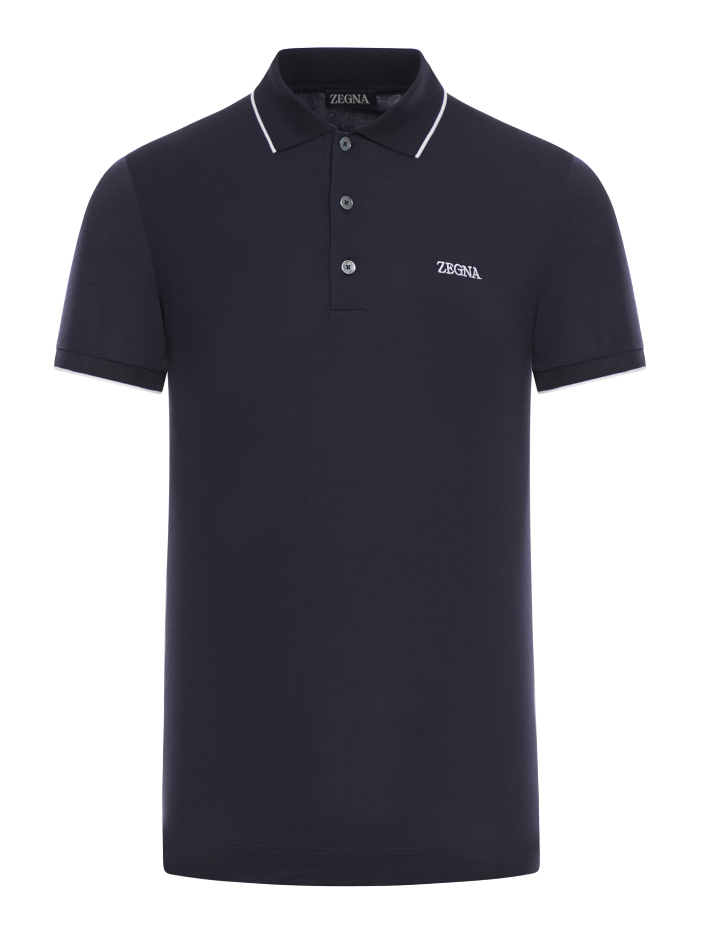 Shop Zegna Stretch Cotton Polo In Navy