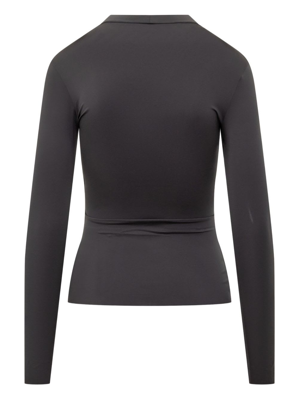 Marine Serre Moon Logo Strass Jersey Ls Highneck Top In Black