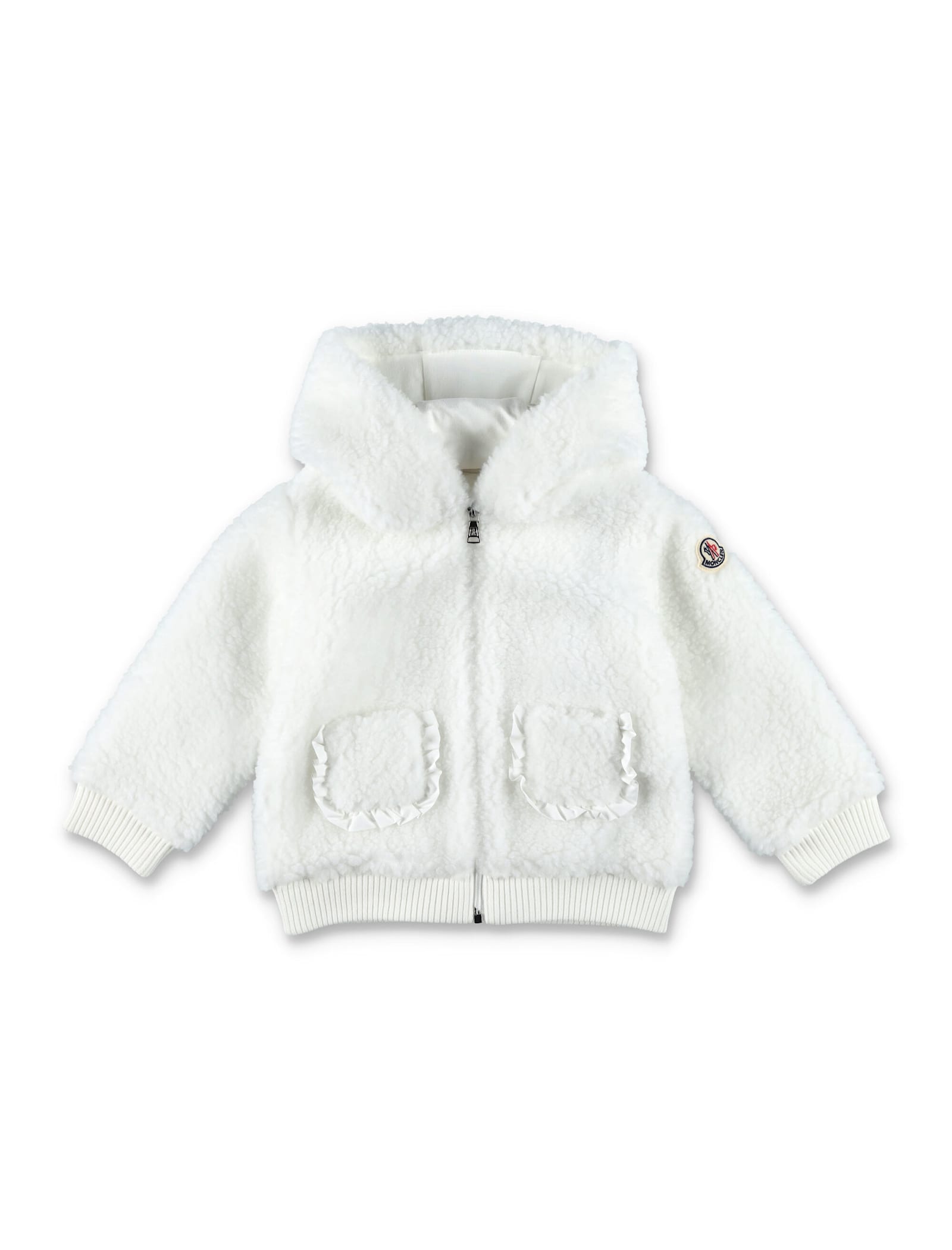 Moncler Kid - Teddy Zip-up Hoodie In White