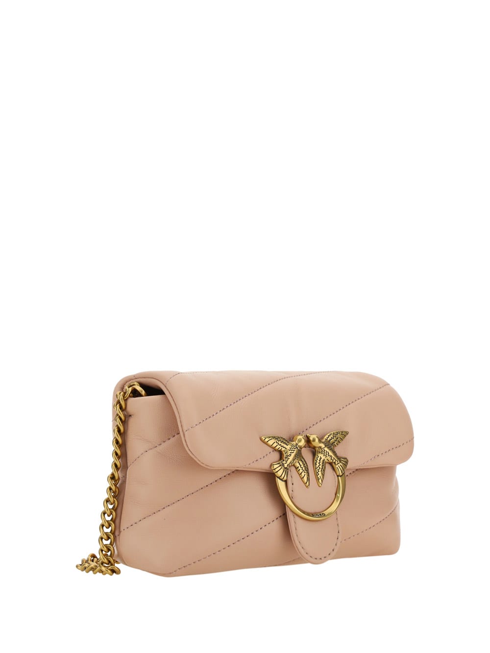 Shop Pinko Love Baby Shoulder Bag In Cipria Gold
