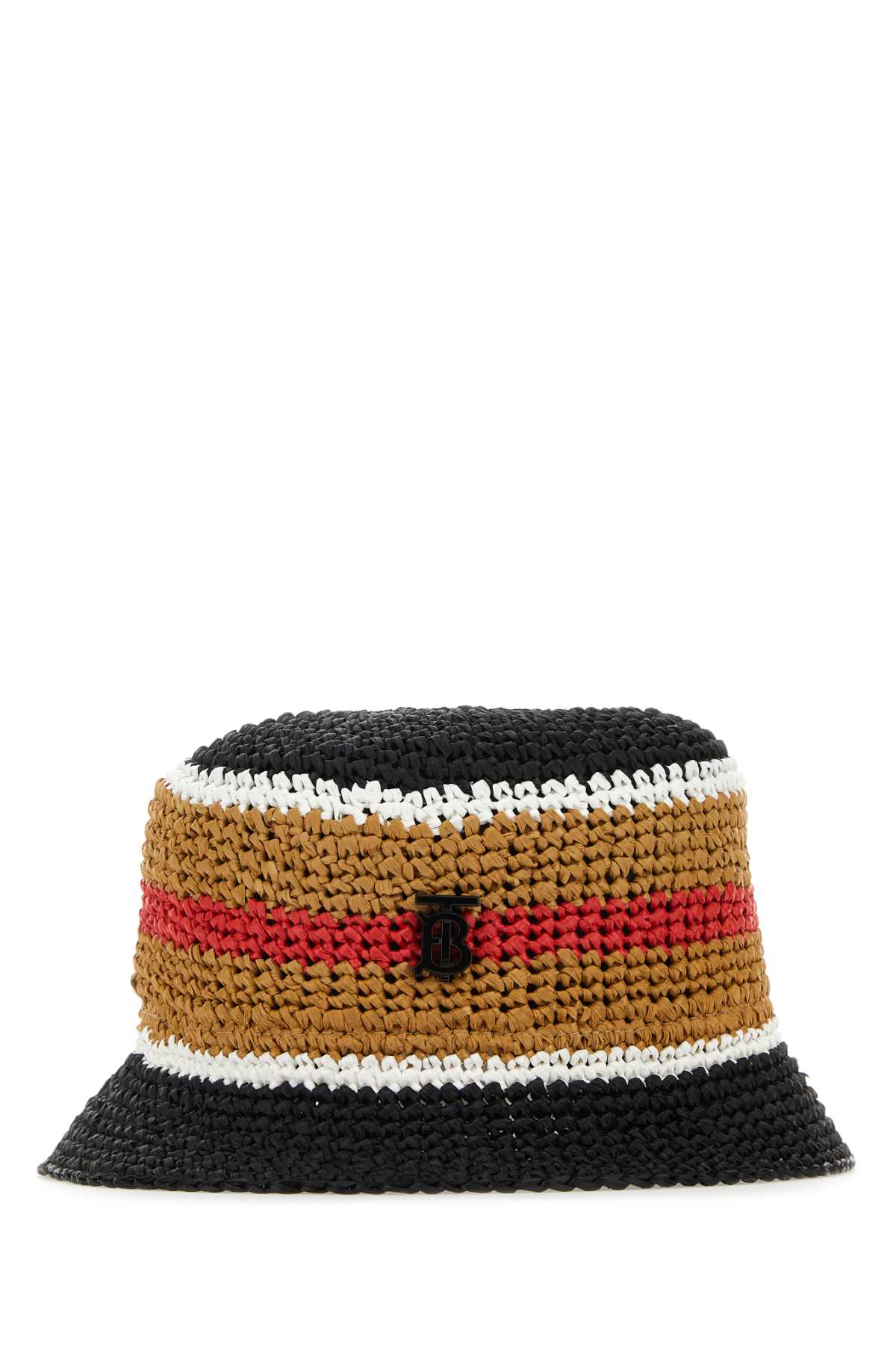 Shop Burberry Embroidered Raffia Hat In Archivebeigeip