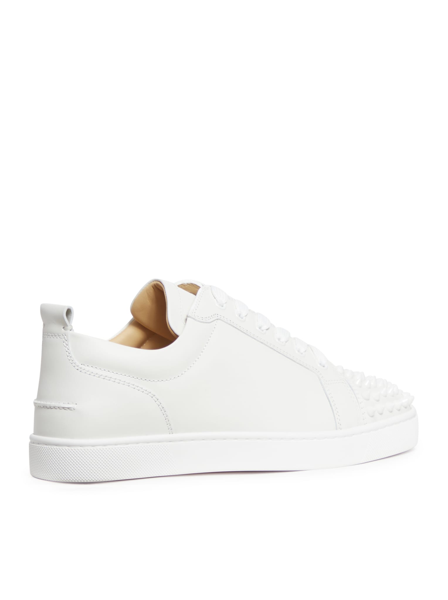 Shop Christian Louboutin Louis Junior Spikes Flat Calf Ds In White