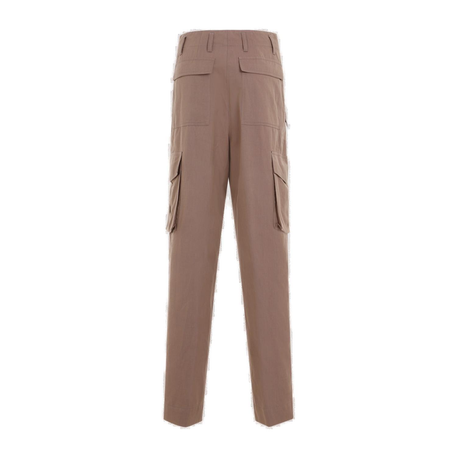 Shop Dries Van Noten Button Detailed Straight Leg Pants In Brown