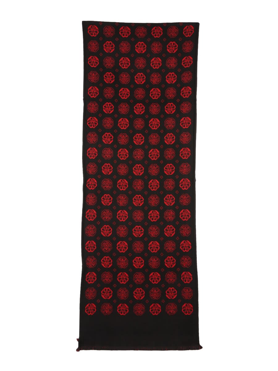 Shop Alexander Mcqueen Scarf With Jacquard Pattern In Black