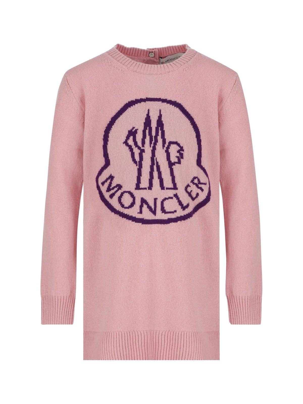 Moncler Kids' Logo Intarsia Knitted Dress In Pattern