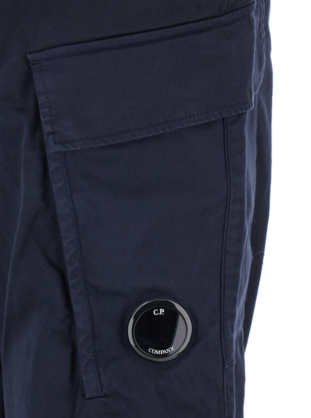 C.p. Company Blue Pants With Cargo Pockets And Lens Motif On The Leg In Cotton Man In Blu