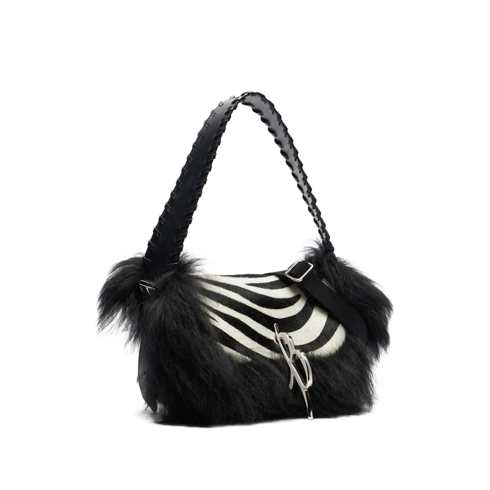 Blumarine Zebra Print Shoulder Bag In Black