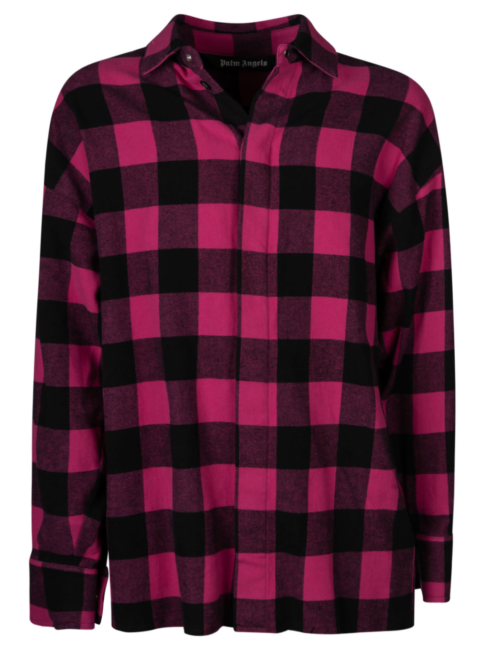 Palm Angels Flannel Curved Logo Overshirt