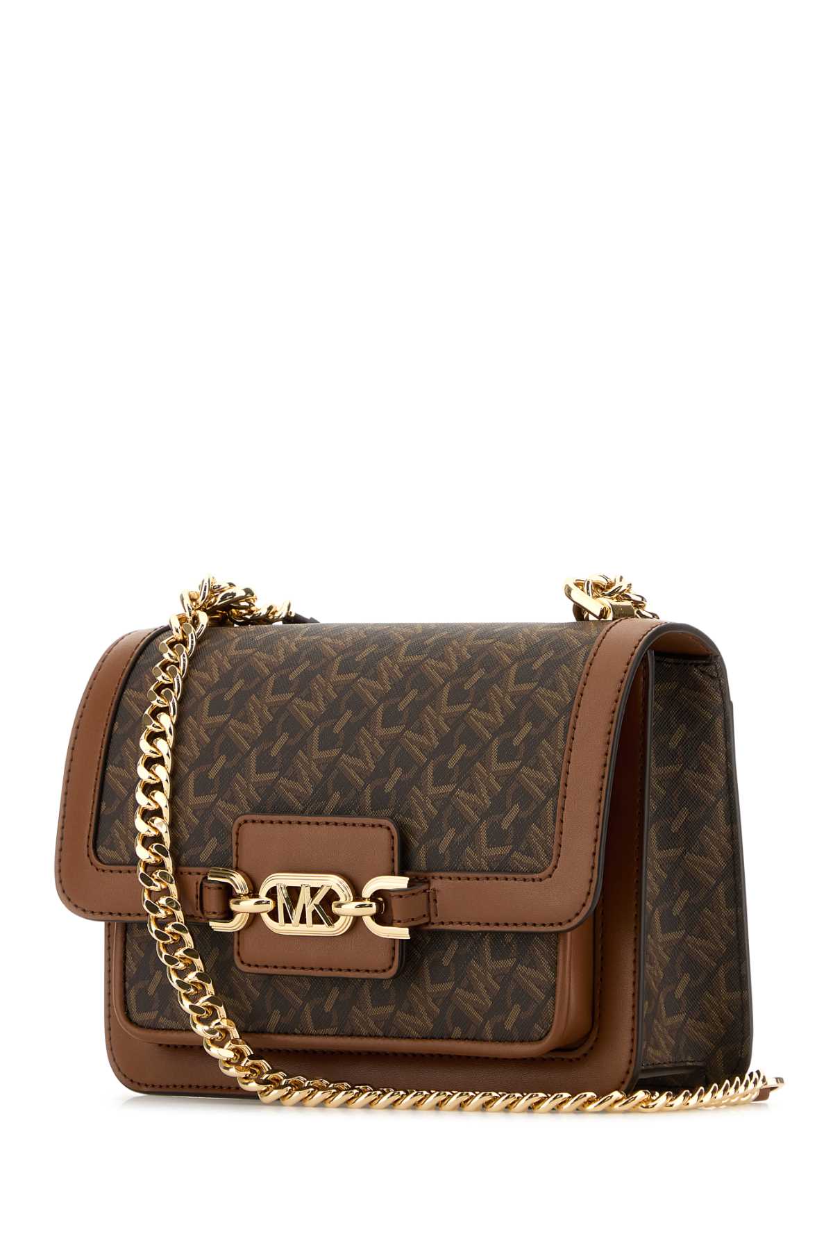 MICHAEL KORS PRINTED CANVAS AND LEATHER HEATHER SHOULDER BAG