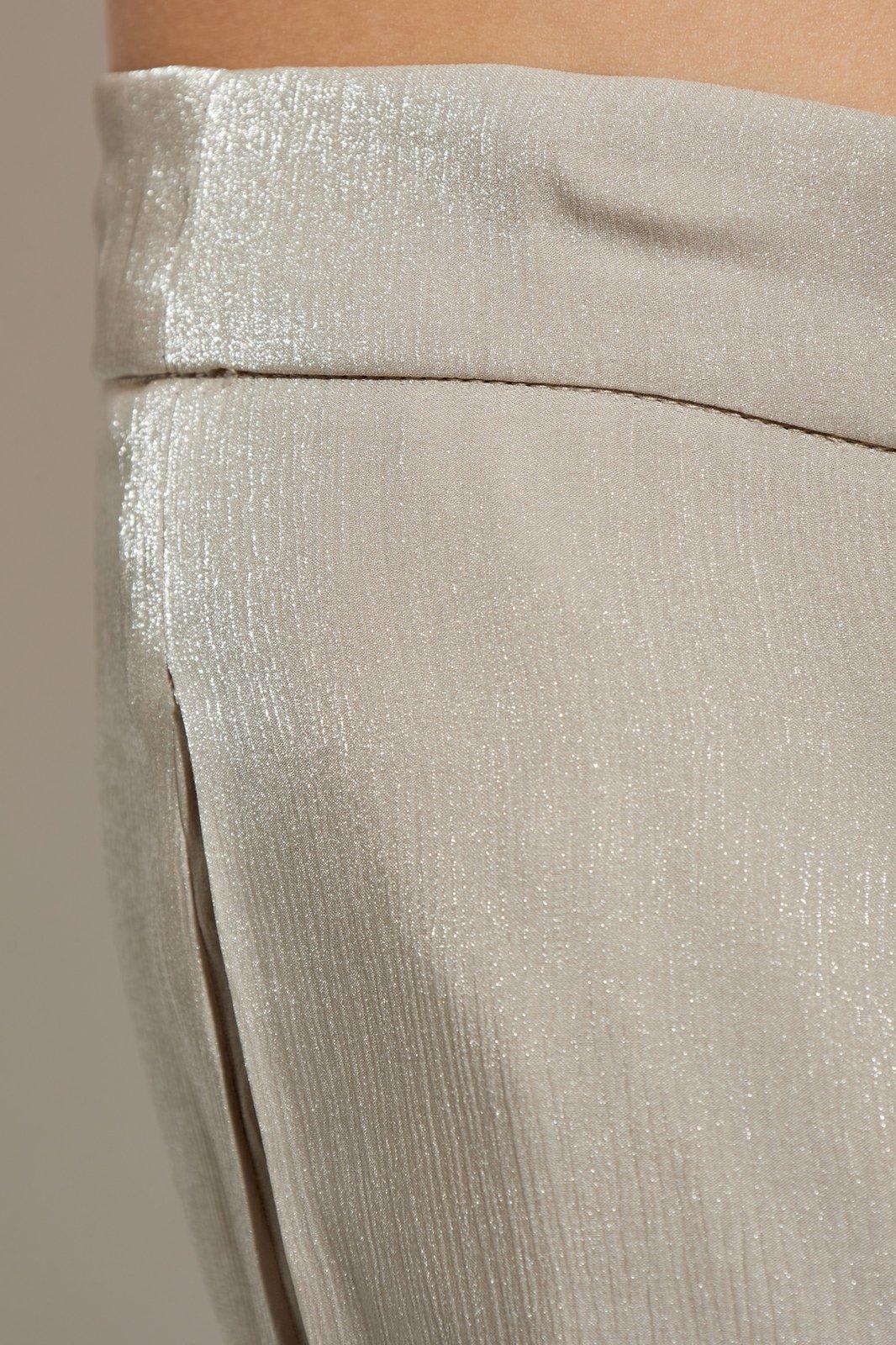 Michael Kors Metallic Crinkled Wide-leg Trousers In Dune