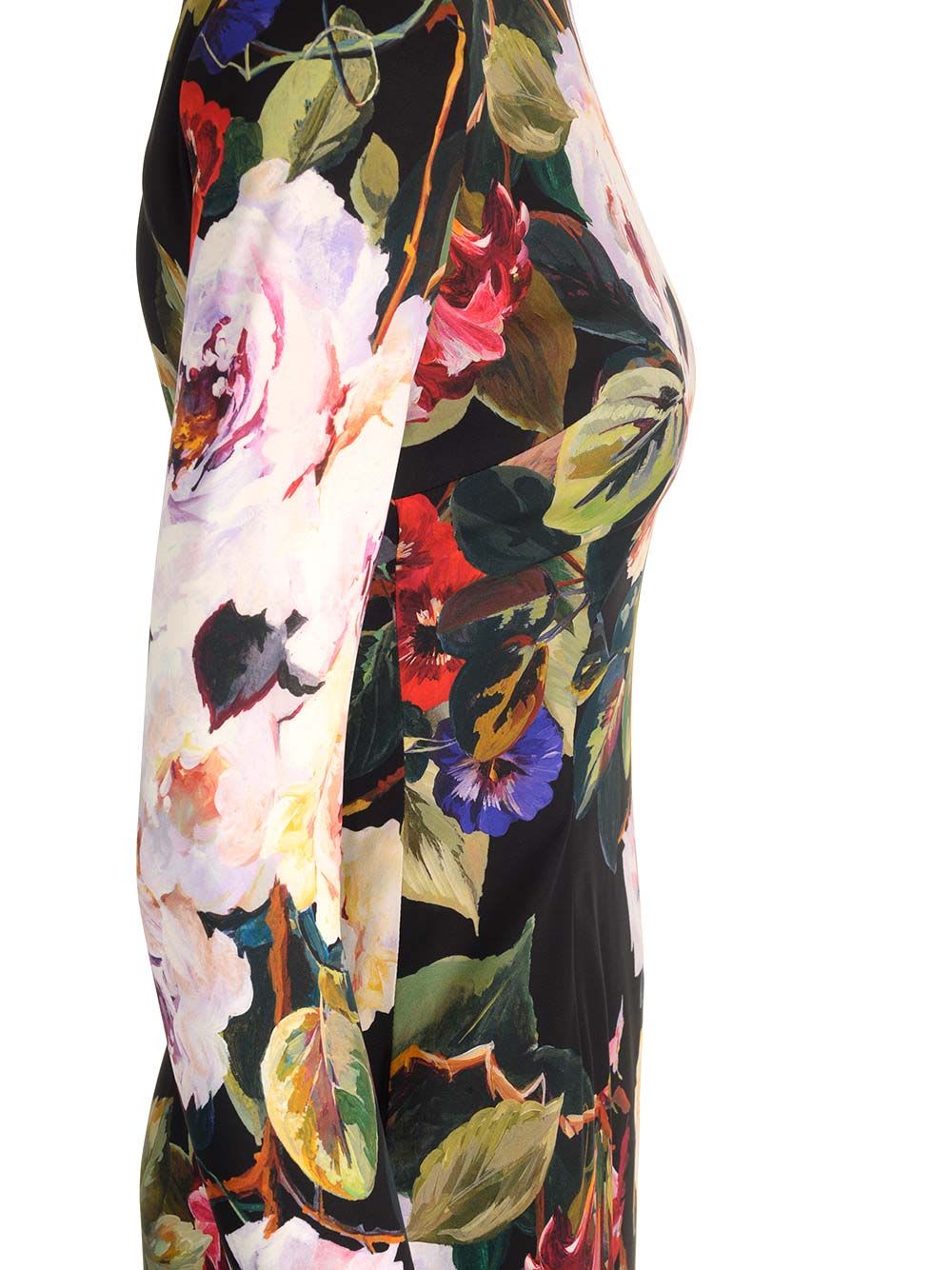 Shop Dolce & Gabbana Printed Silk Midi Dress In Black