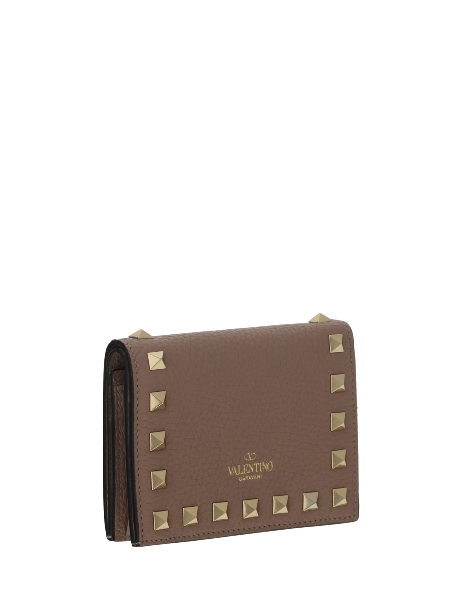 Shop Valentino Garavani Rockstud Wallet In Poudre