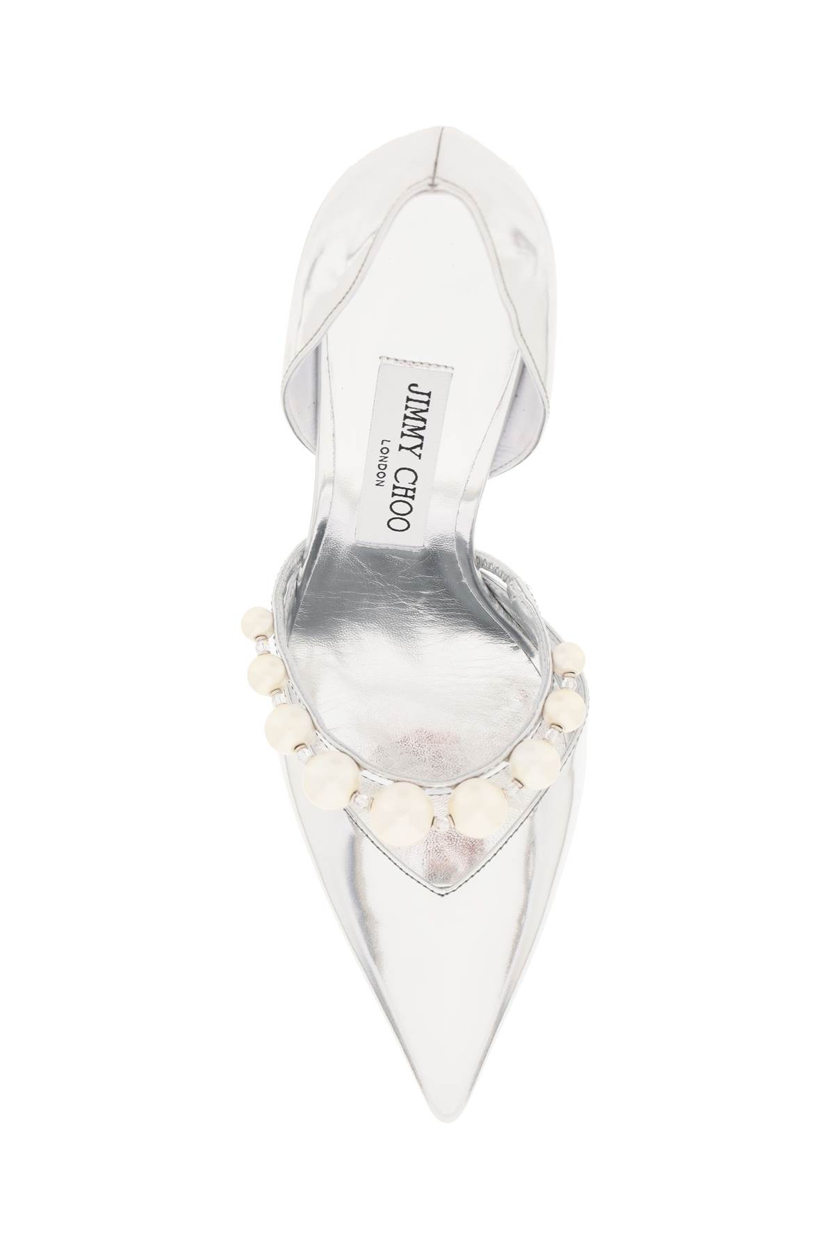 Shop Jimmy Choo Pumps Aurelie 85 With Pearls In Silver White (silver)