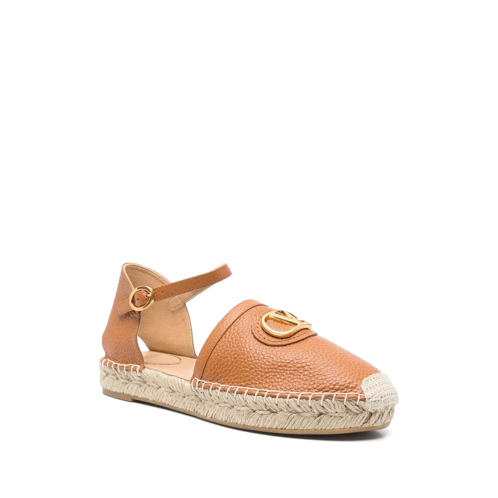 Valentino Leather Espadrillas In Neutral