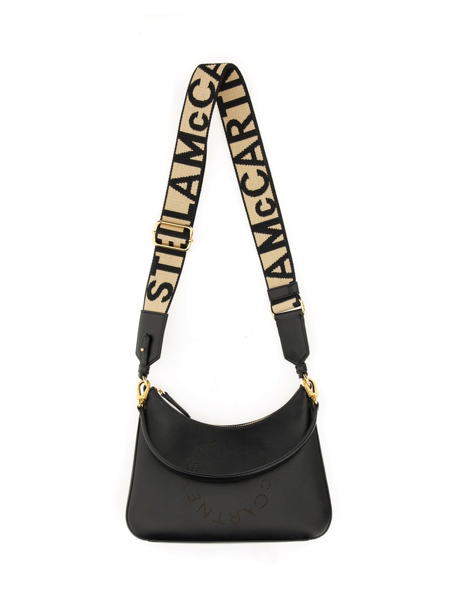 Shop Stella Mccartney Small Shoulder Bag With Logo In Black