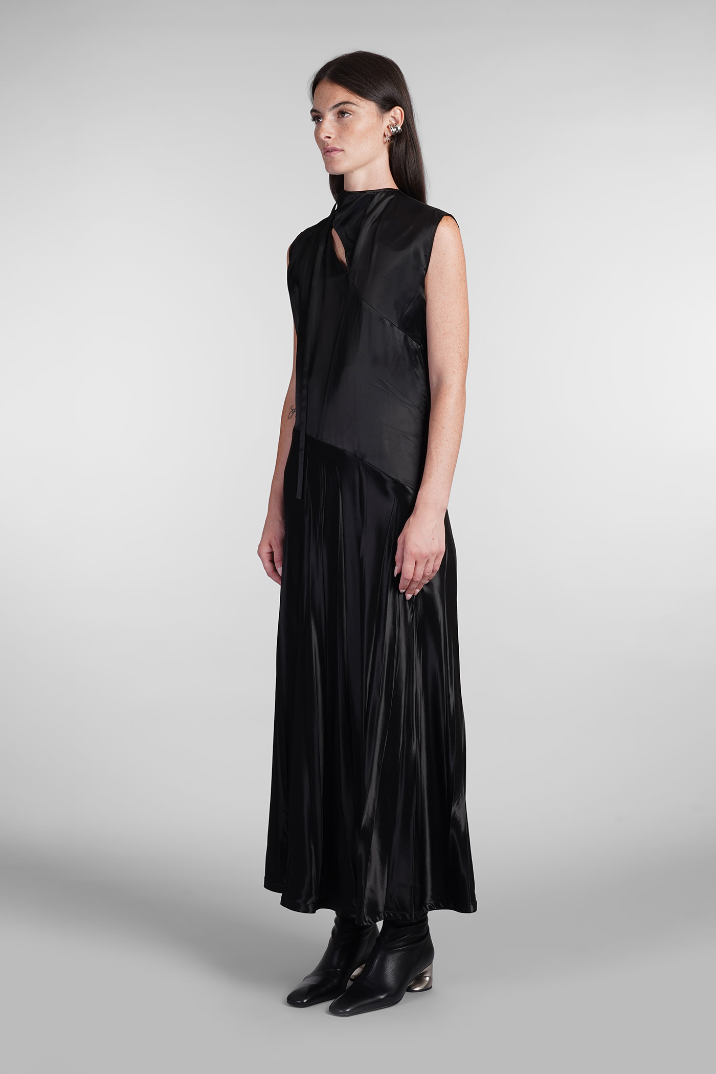 Shop Jil Sander Dress In Black Polyamide Polyester