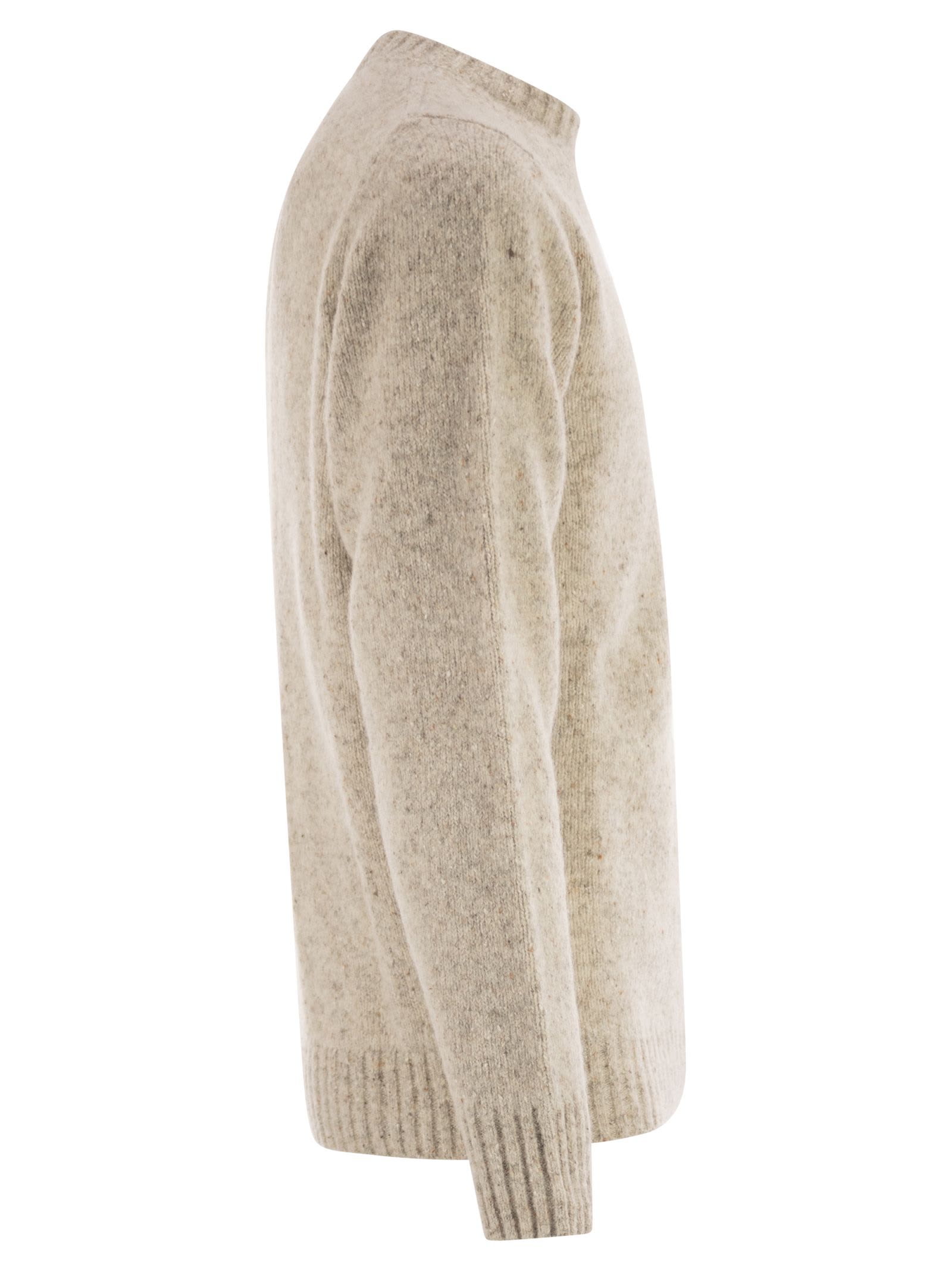 Peserico Long Sleeve Ribbed Sweater In Sand