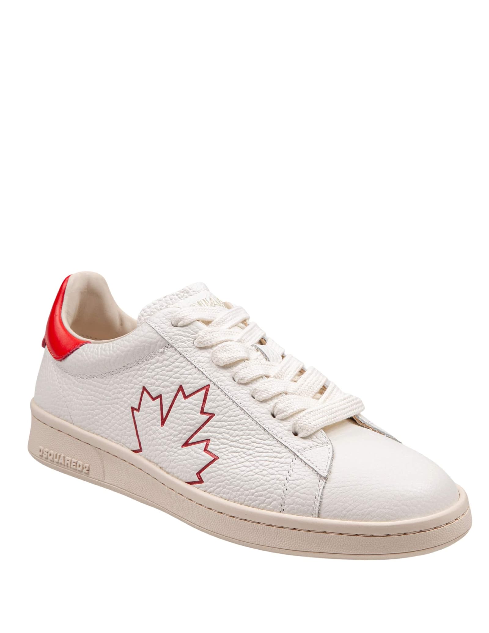 Dsquared2 Boxer Sneakers In Leather White And Red Color In White/red